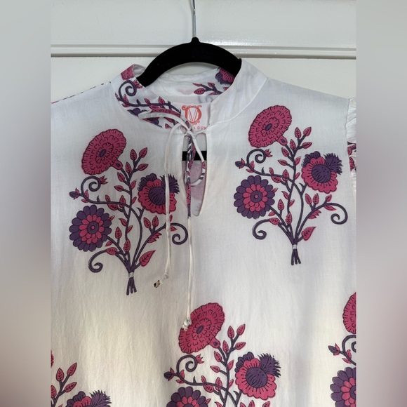 Victoria Dunn Lillie Mini Dress in Camelia Block Floral Print Purple Pink XS - Picture 5 of 12